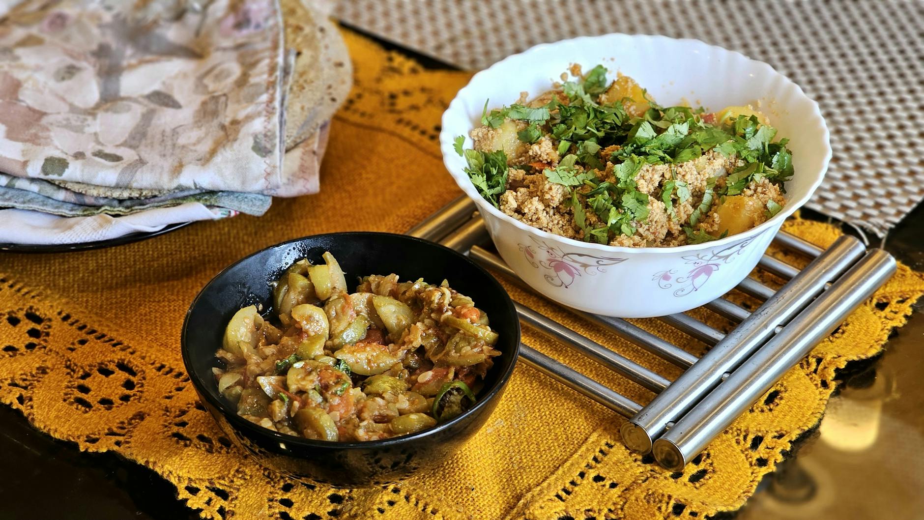 Thepla with Aloo Sabji & Pickled Chili