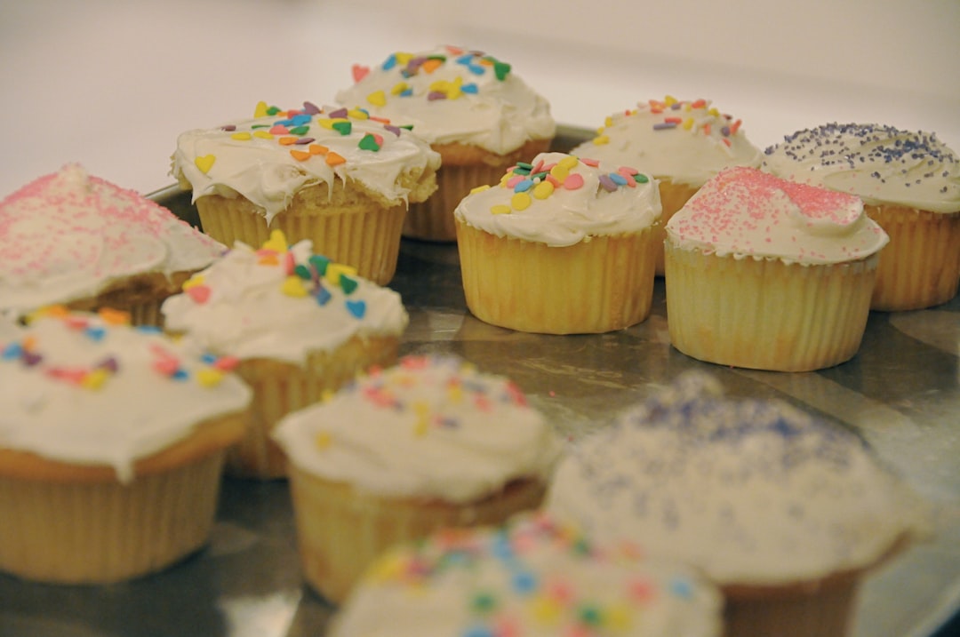 Vanilla Cupcakes with Rainbow Frosting