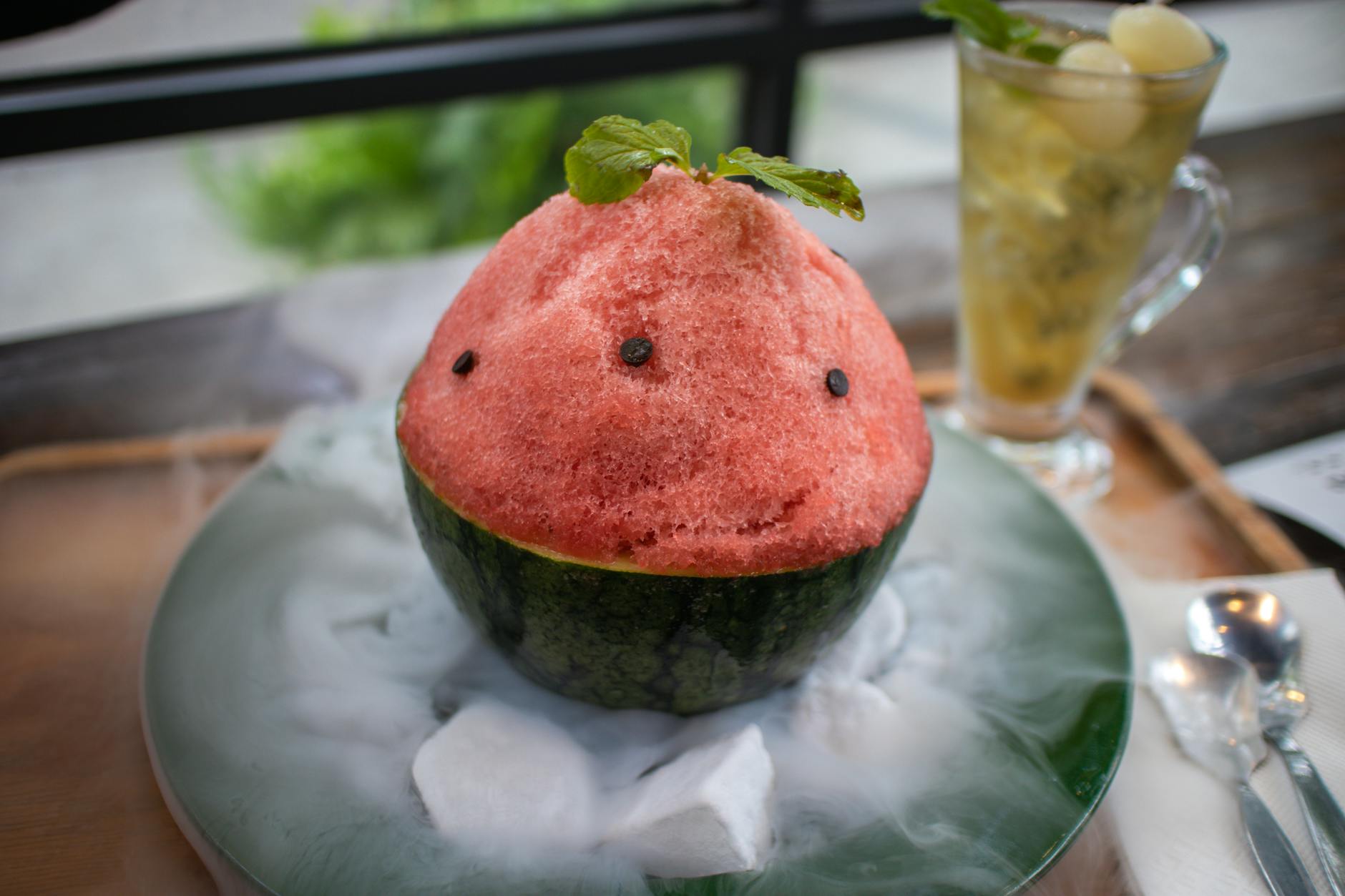 Watermelon Kakigori & Lychee Tea