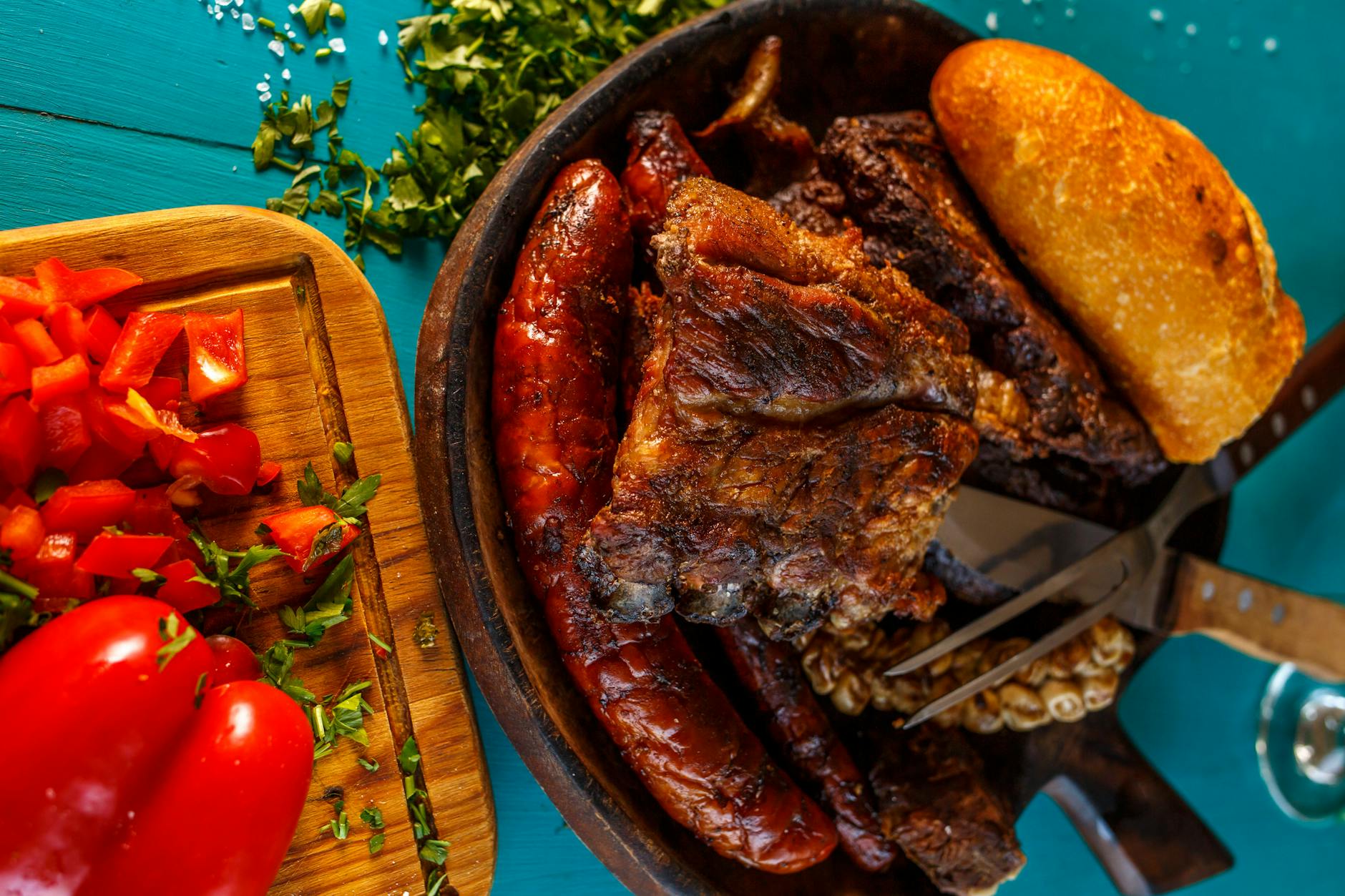 Greek Village Pork Chops with Sausage & Peppers