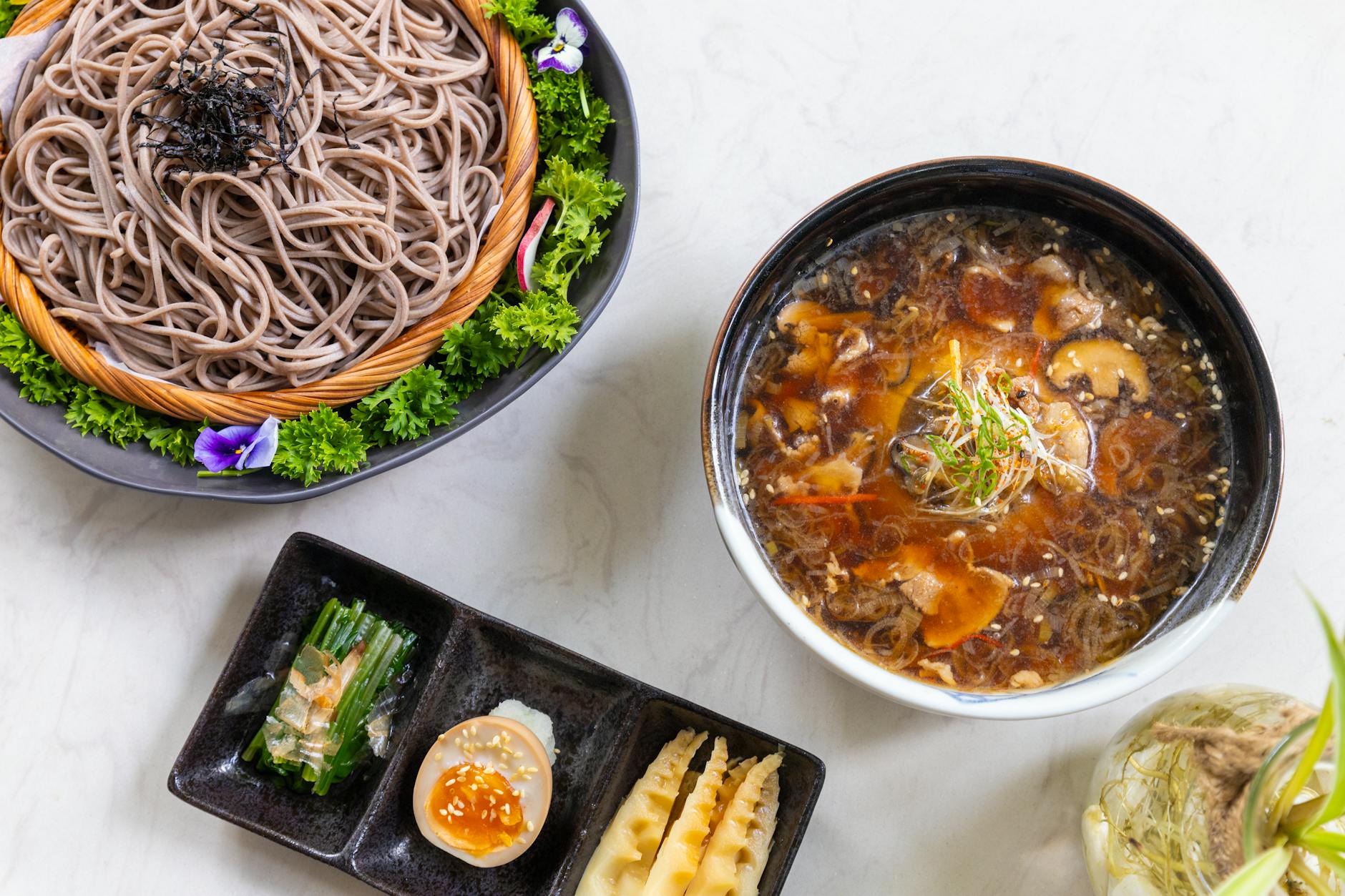 Zaru Soba with Dipping Broth & Soft Egg