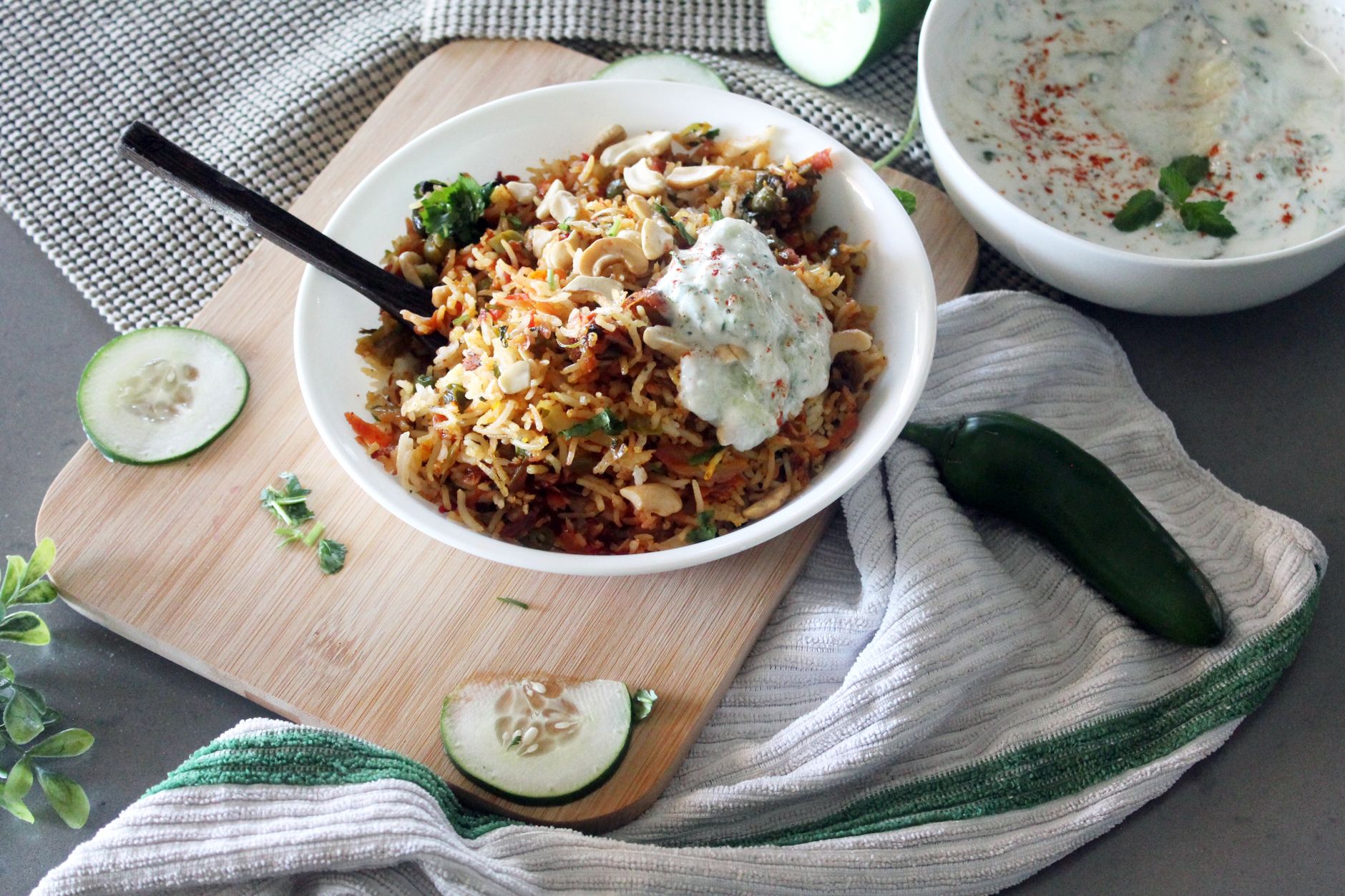 20-Min Spiced Lamb & Potato Rice with Raita