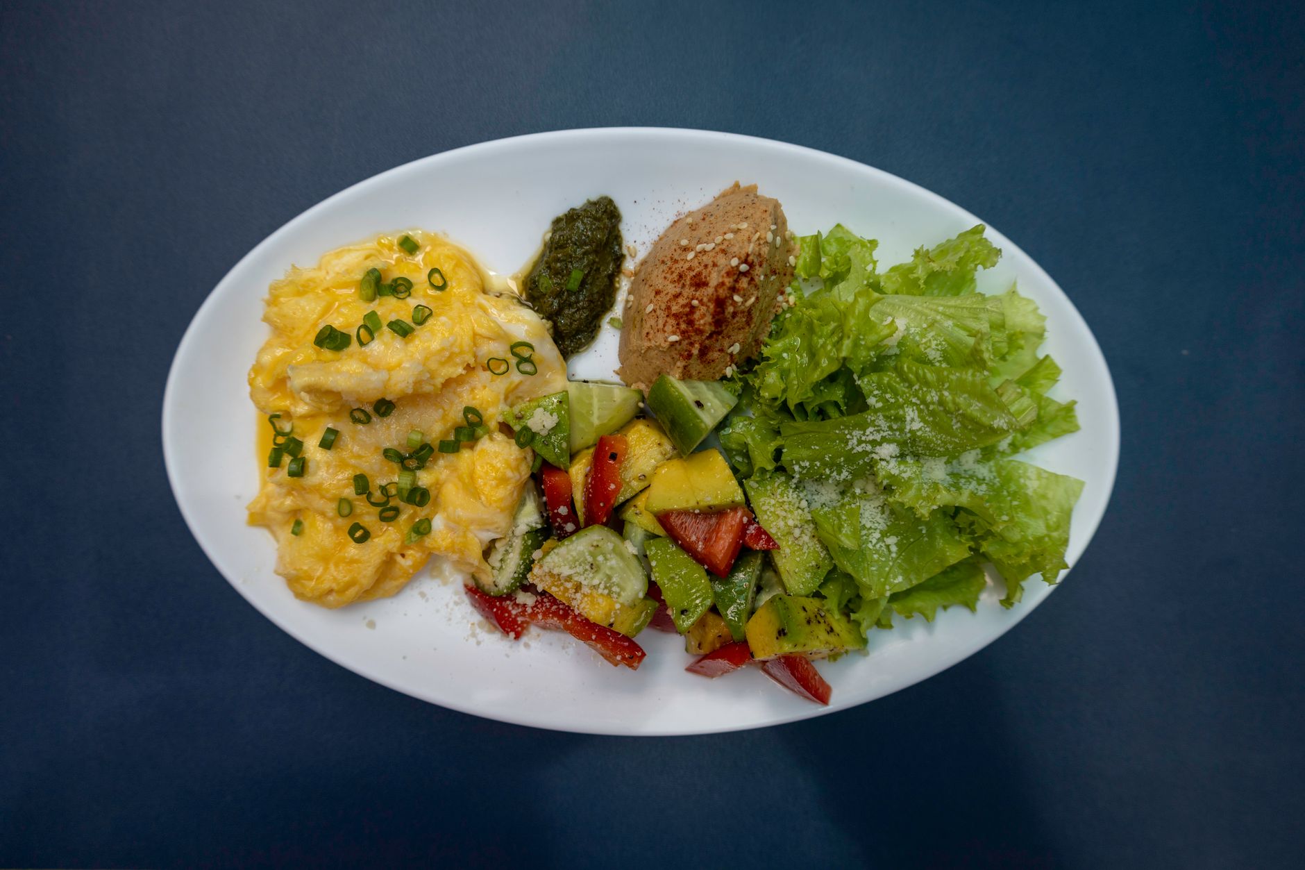 Pesto Scrambled Eggs with Sides