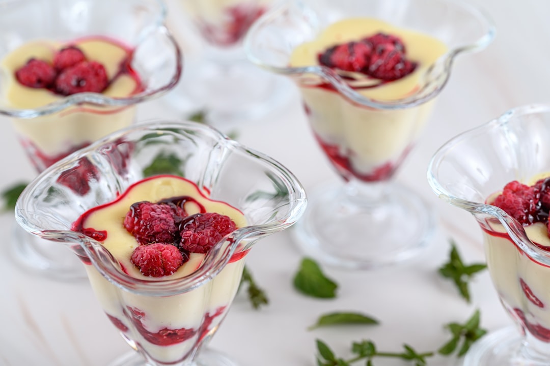 Vanilla Pudding Cups with Raspberry Swirl