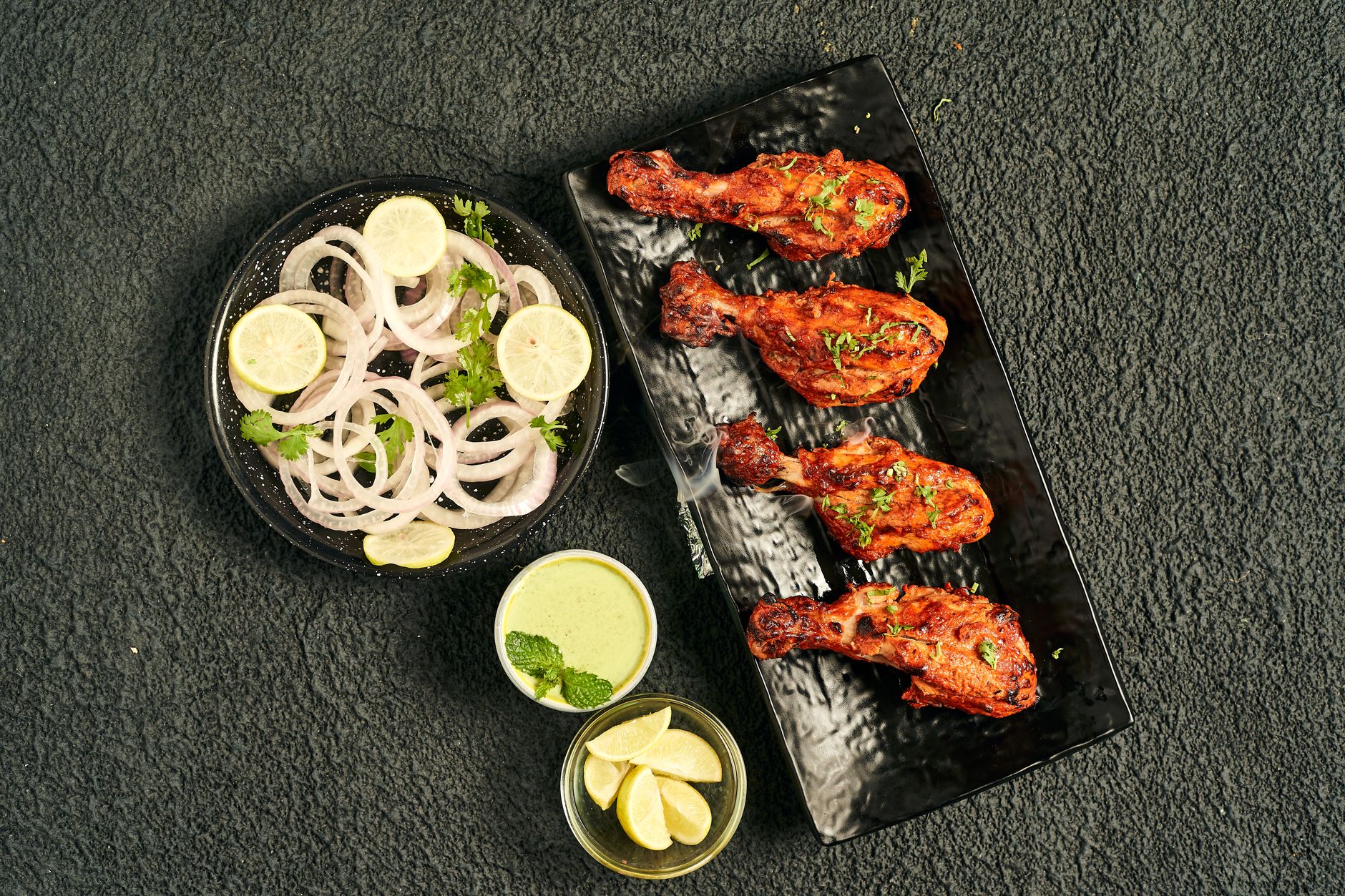 BBQ Chicken Drumsticks with Red Onion & Lemon