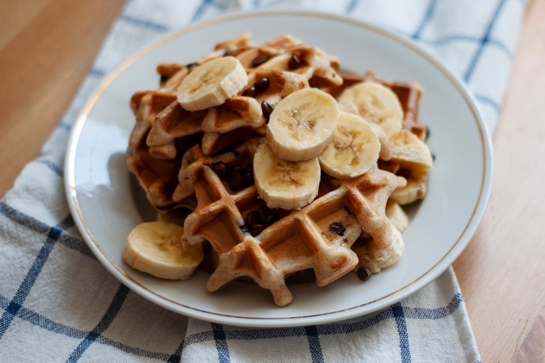 Chocolate Chip Waffles with Bananas