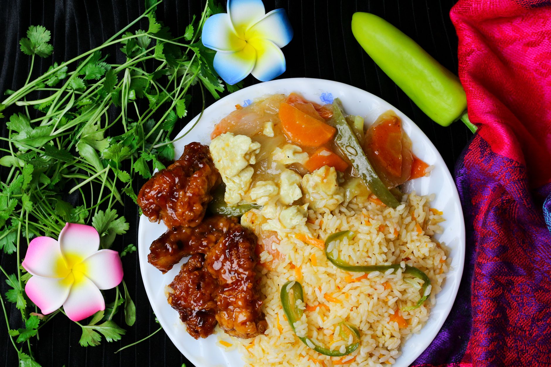 Sweet Chili Wings with Fried Rice