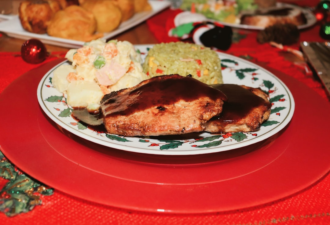 Brown Sugar & Vinegar Pork Chops with Rice & Salad