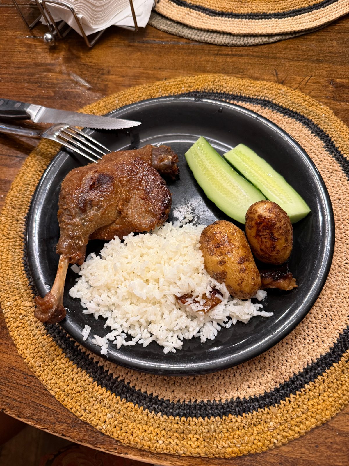 Roast Duck with Rice and Potatoes