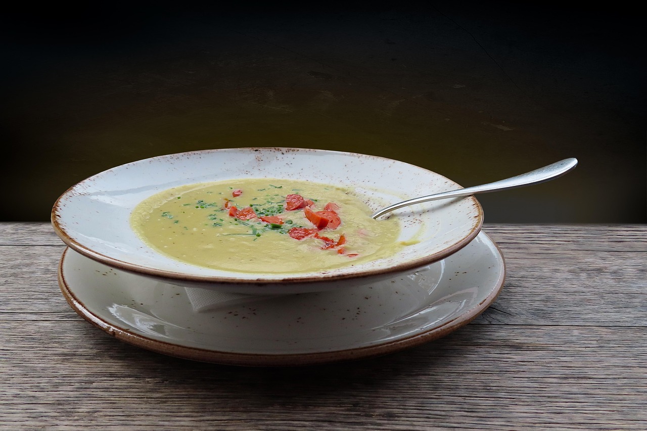 Vegetable Cream Soup with Shrimp