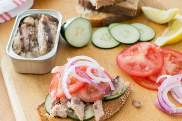 Sardine, Cucumber, and Tomato Sandwich