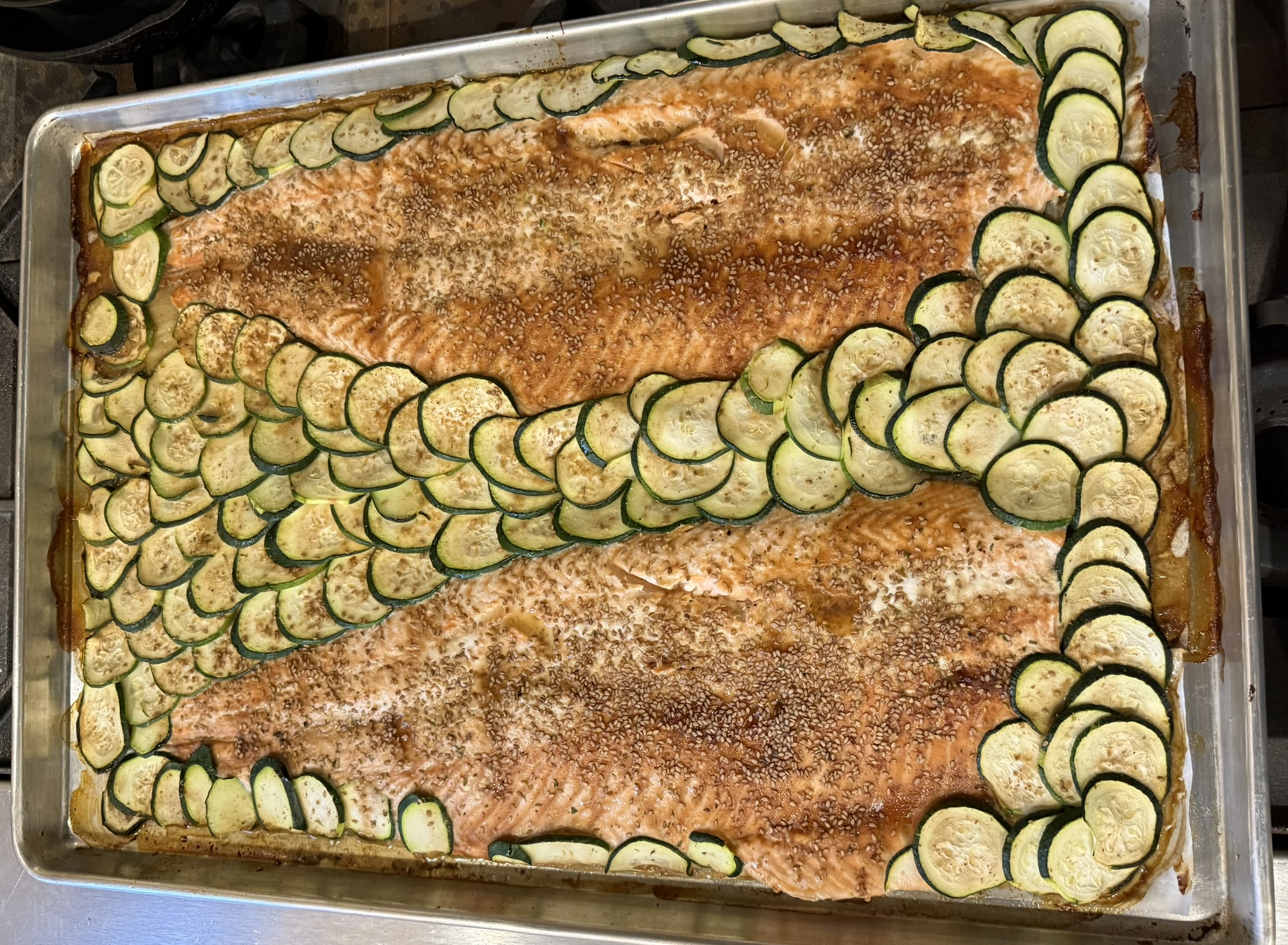 Sheet Pan Teriyaki Salmon with Zucchini