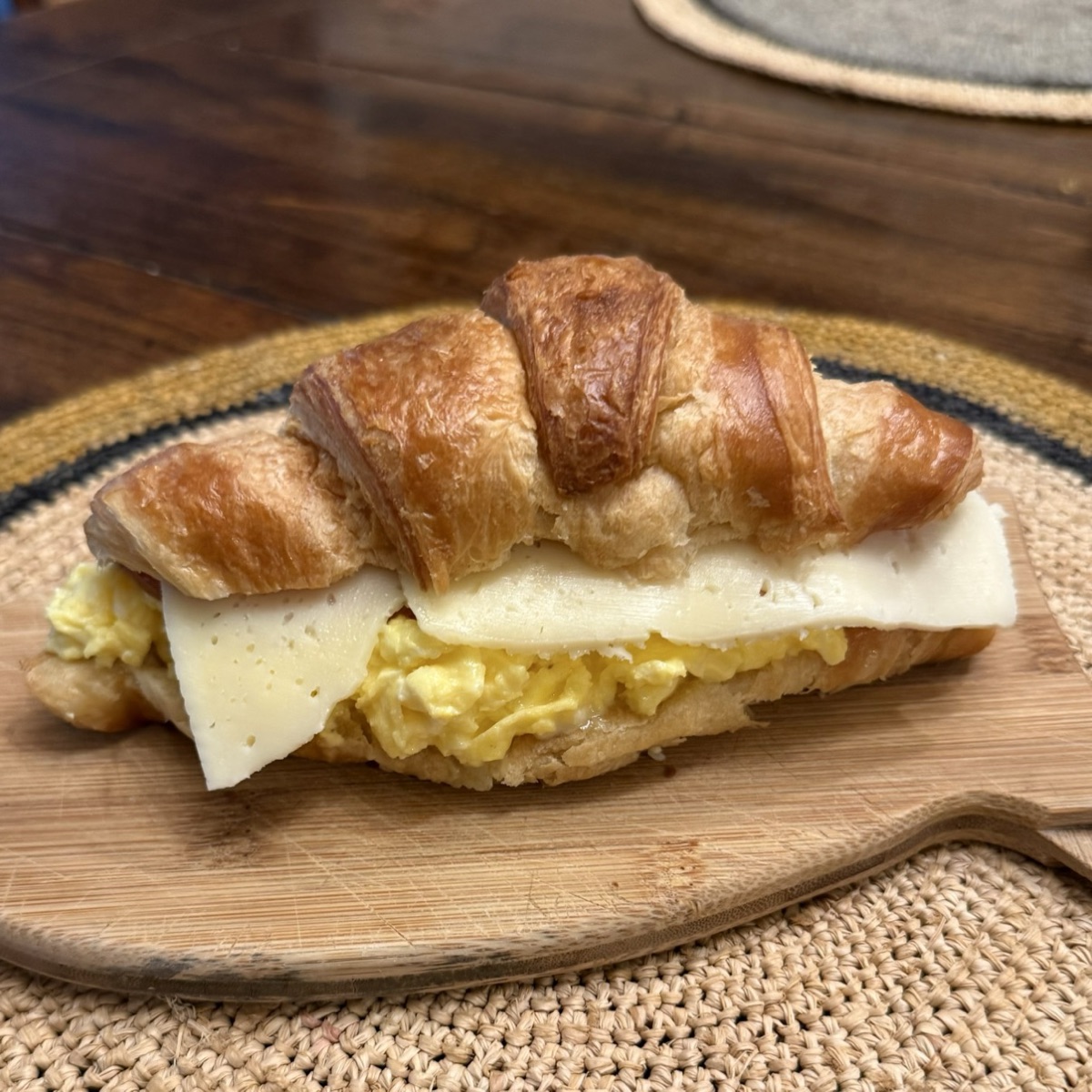 Scrambled Egg and Cheese Croissant Sandwich