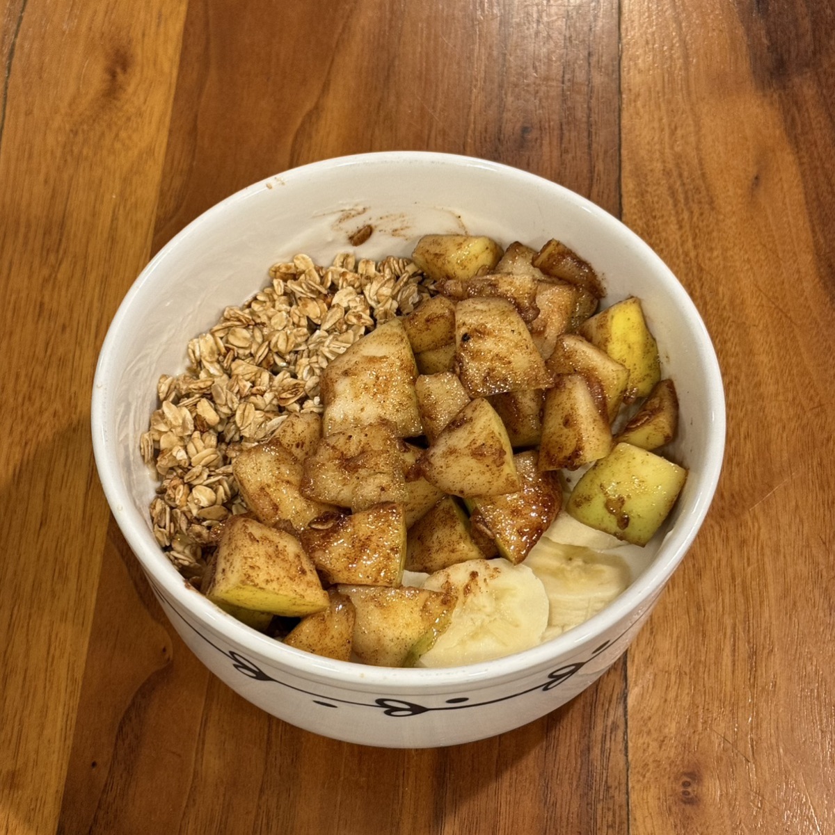 Warm Cinnamon Apple & Banana Yogurt Bowl