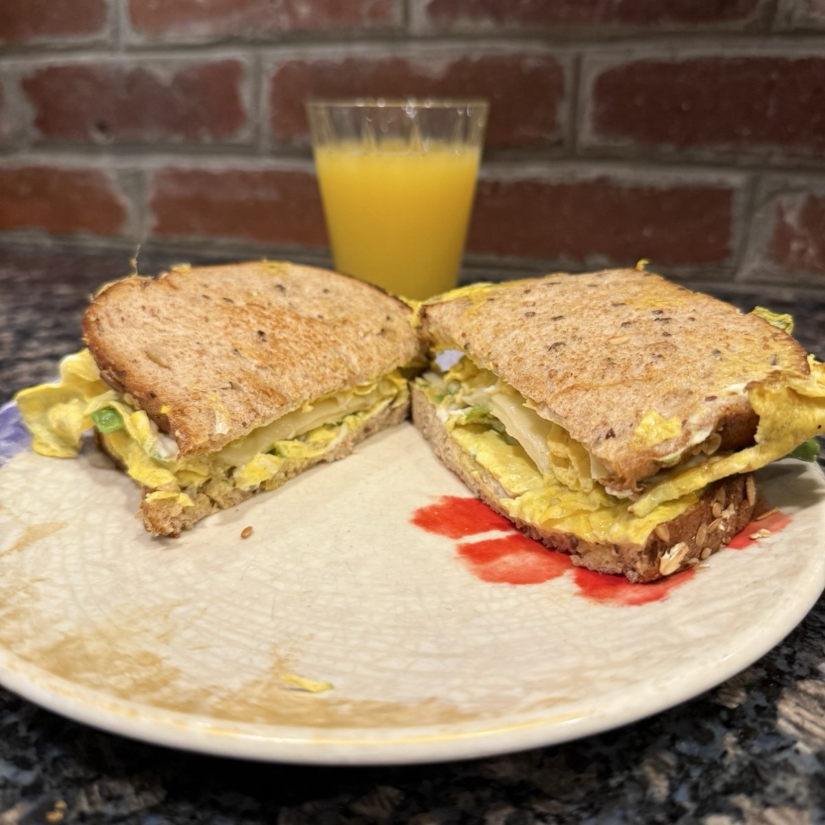 Egg, cheese, avocado breakfast sandwich