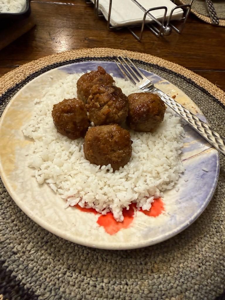 Teriyaki Beef Meatballs with Jasmine Rice