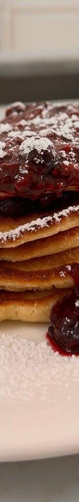 Fluffy Pancakes with Blueberry Compote