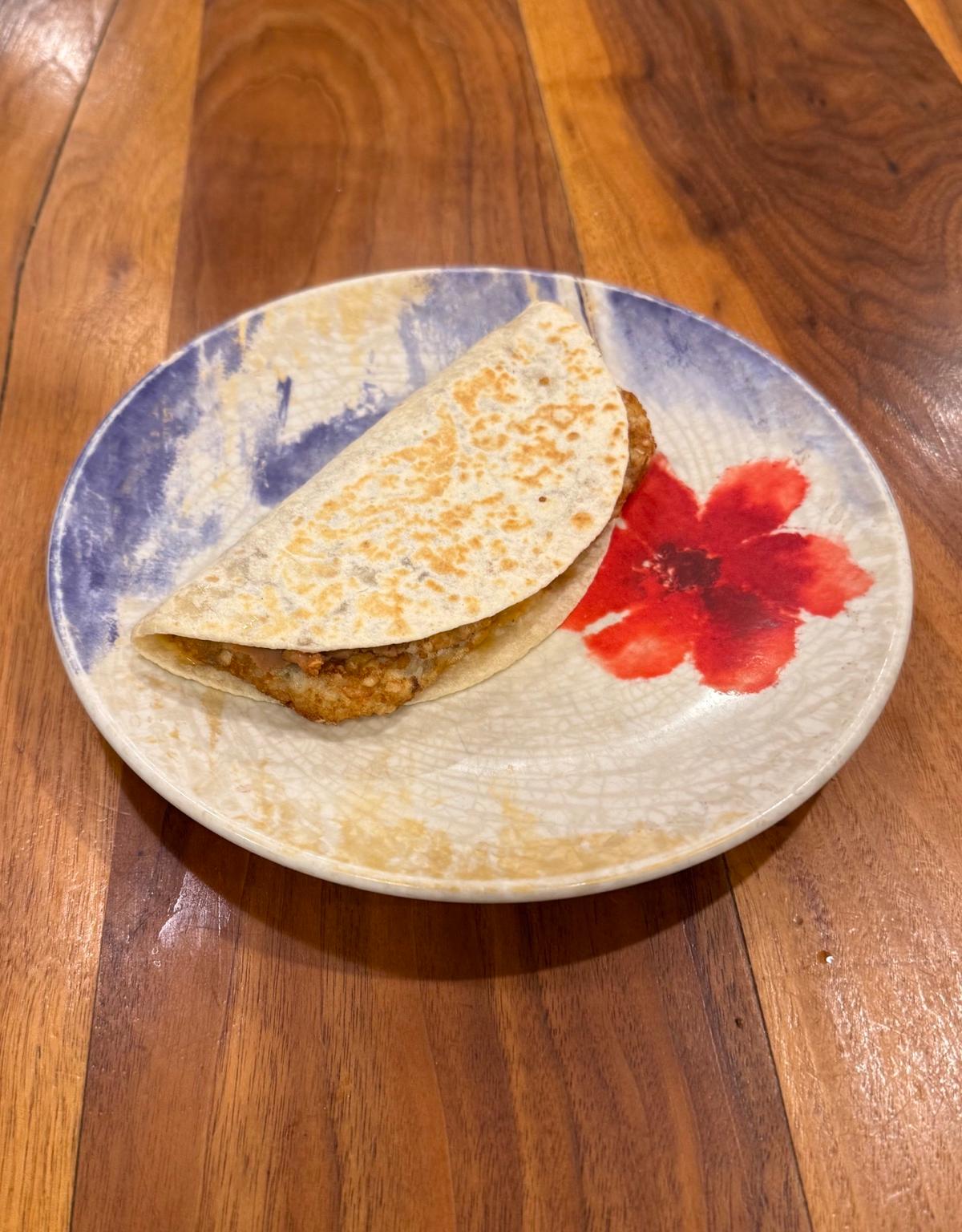 Vegan Fiesta Potato and Refried Bean Quesadilla