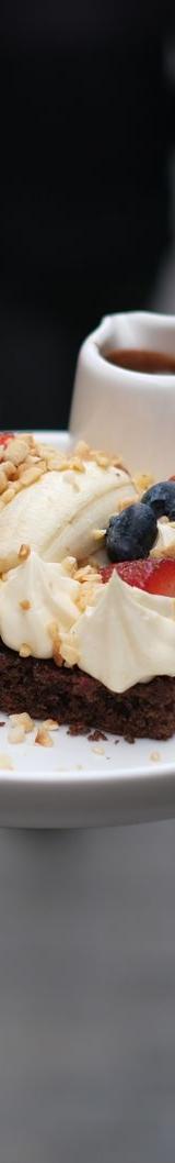 Brownie with Whipped Cream and Berries