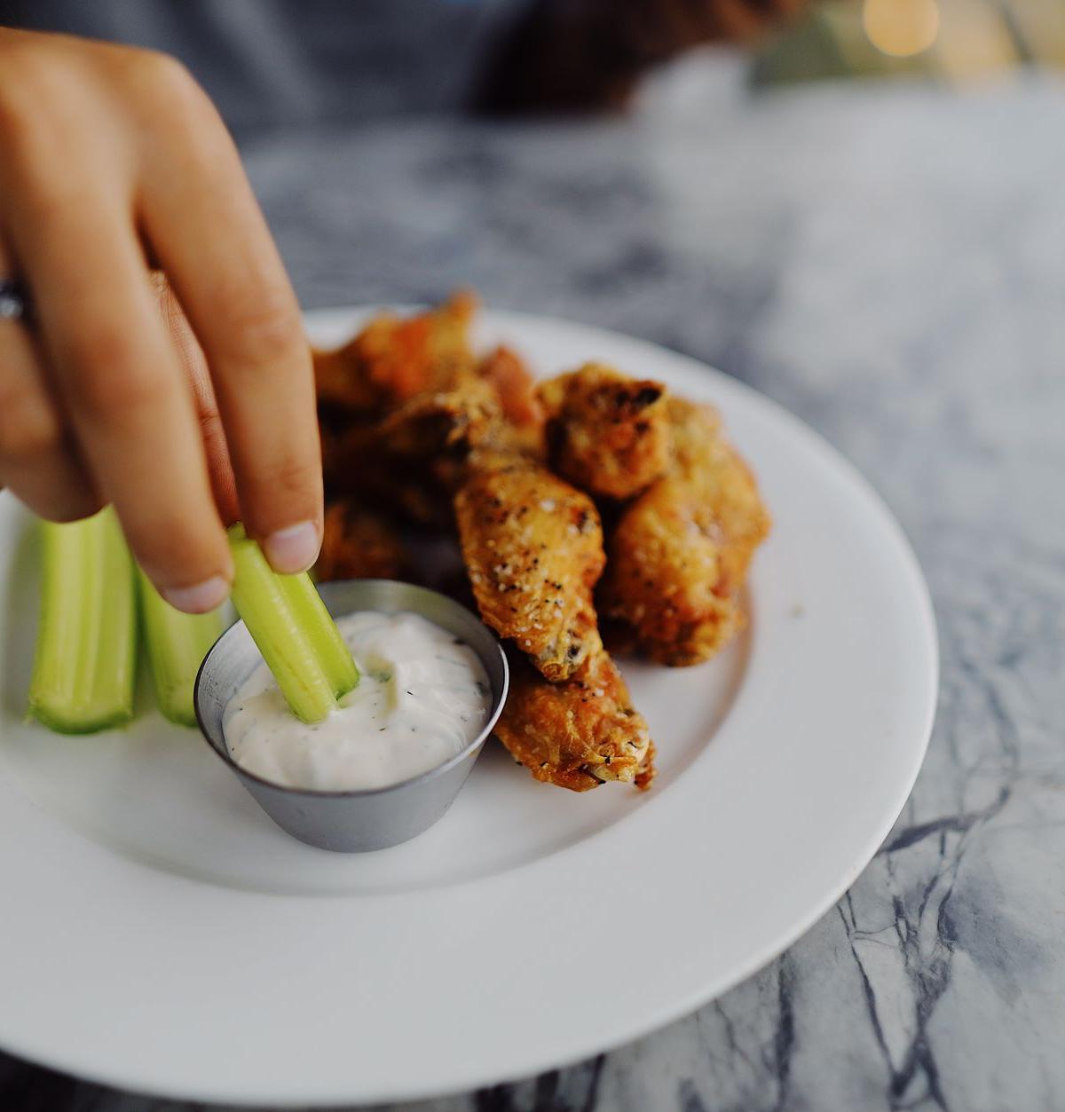 Buffalo Wings with Celery and Ranch Dressing