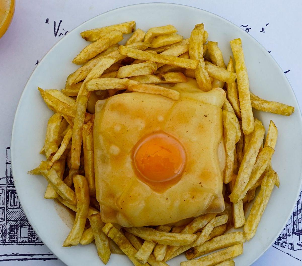 Burger with Egg and French Fries