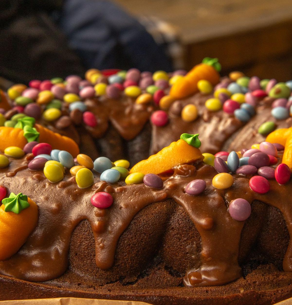 Carrot Bundt Cake with Chocolate Glaze