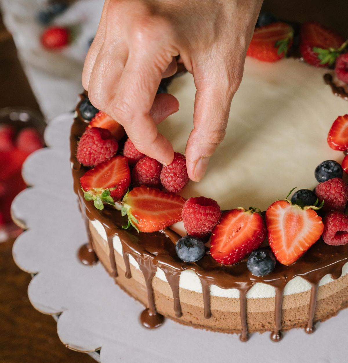 Chocolate Drip Cake with Berries
