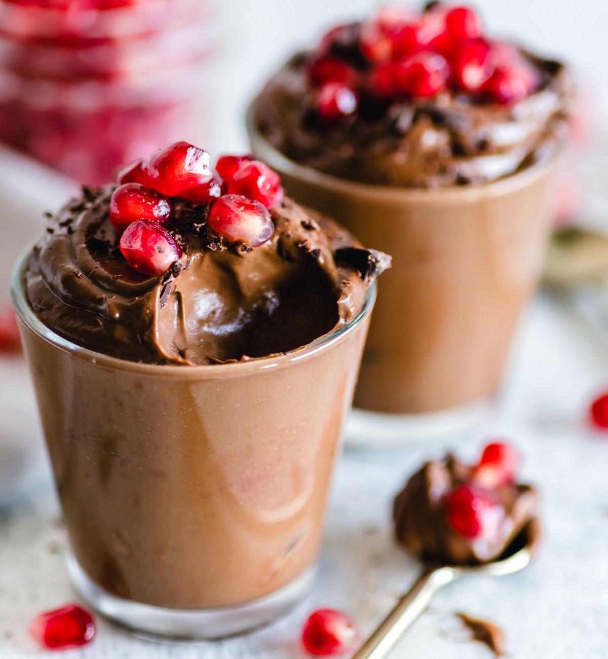 Chocolate Mousse with Pomegranate Seeds