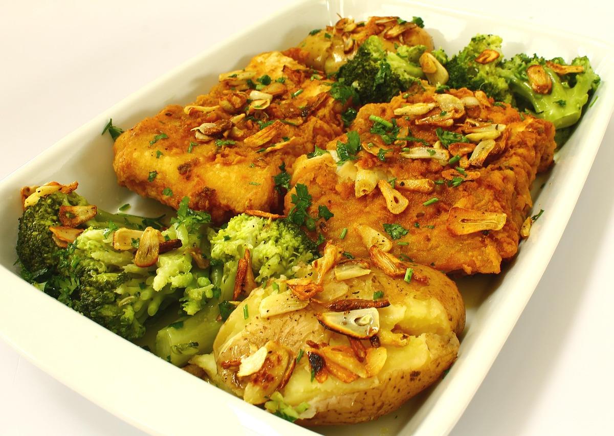Cod Fritters with Potatoes and Broccoli