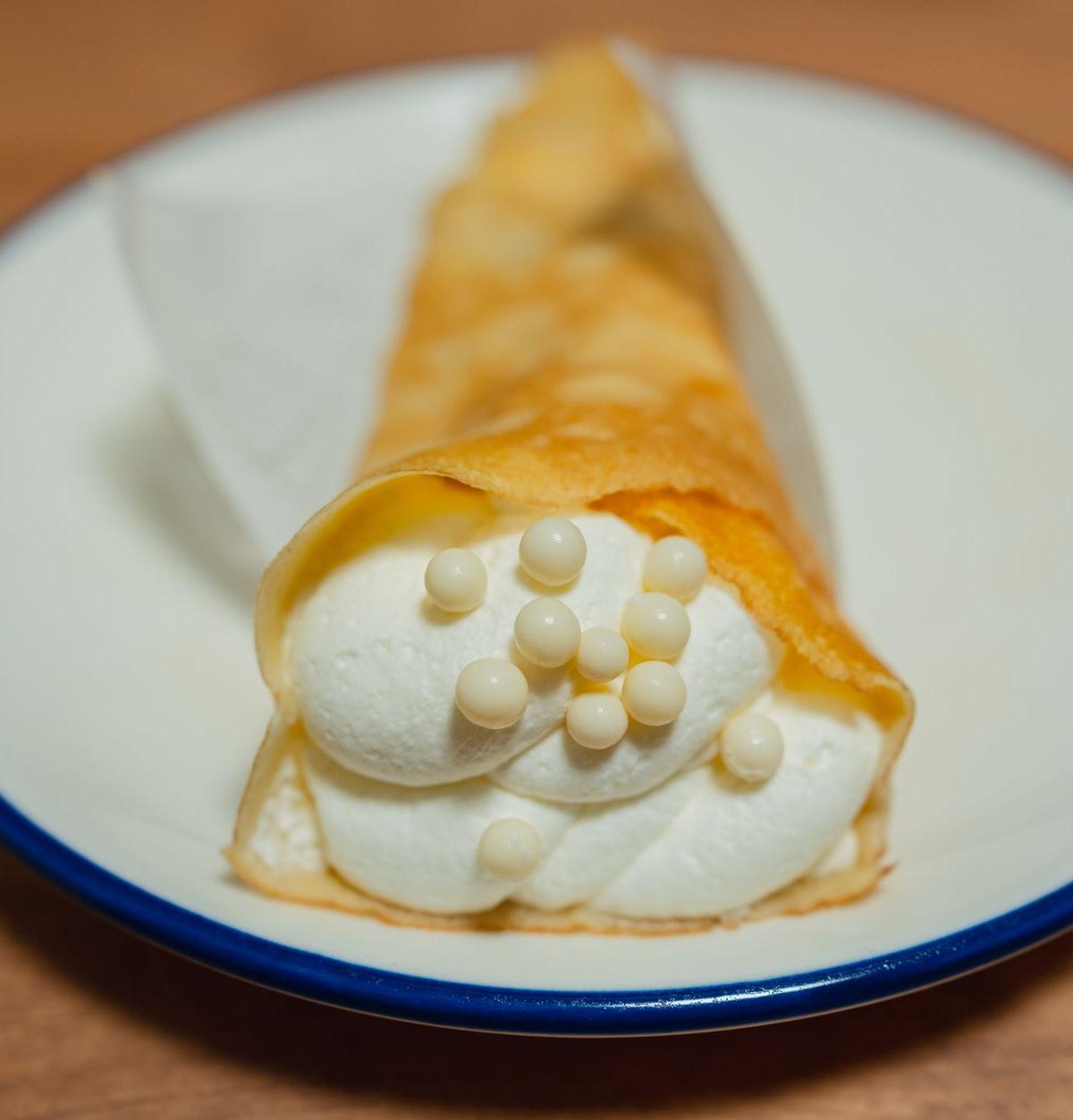 Crepe with Cream and Sugar Pearls