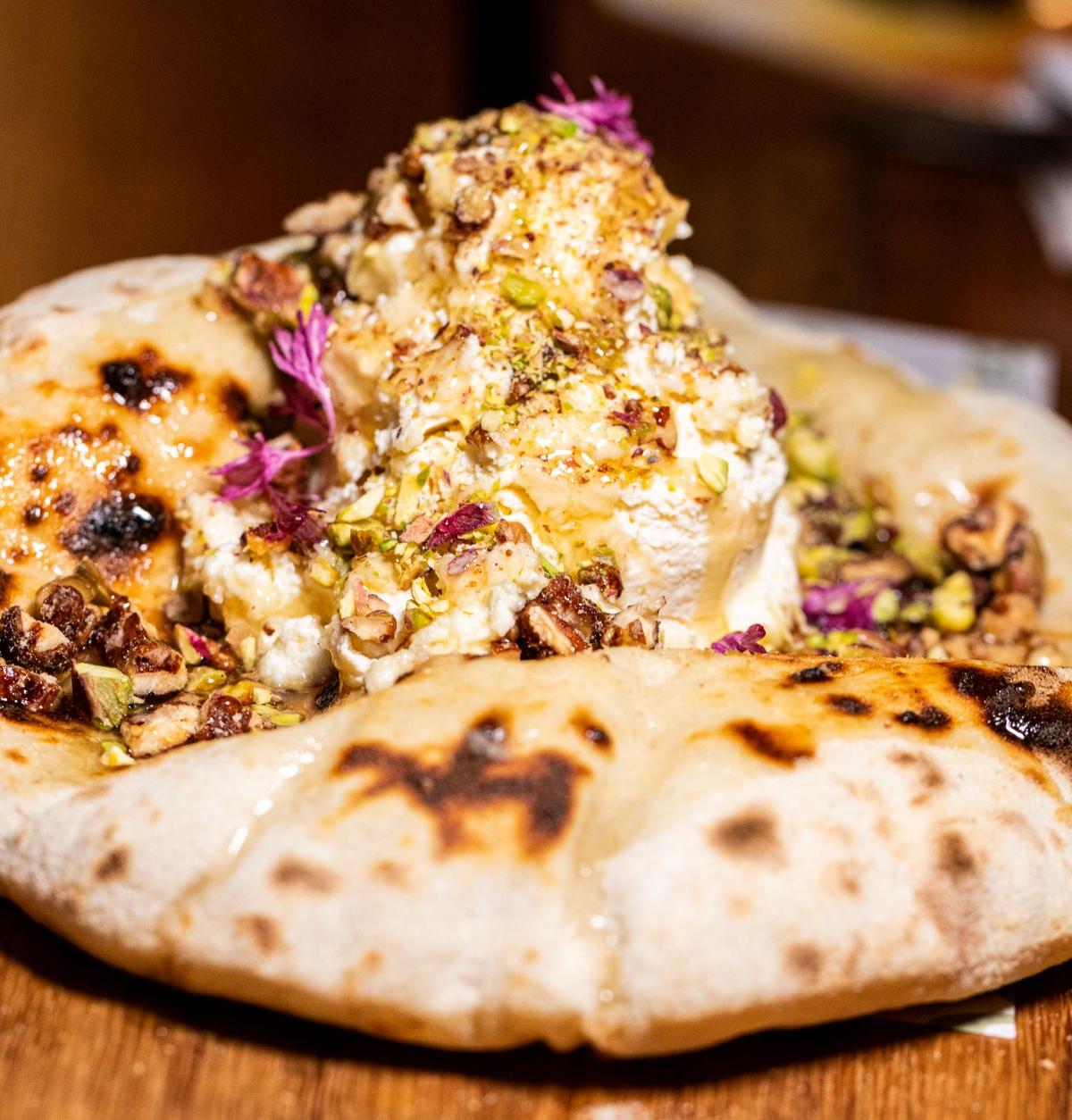 Flatbread with Yogurt Cheese and Pistachios