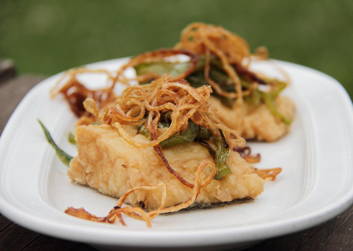 Fried Fish with Crispy Onion Topping