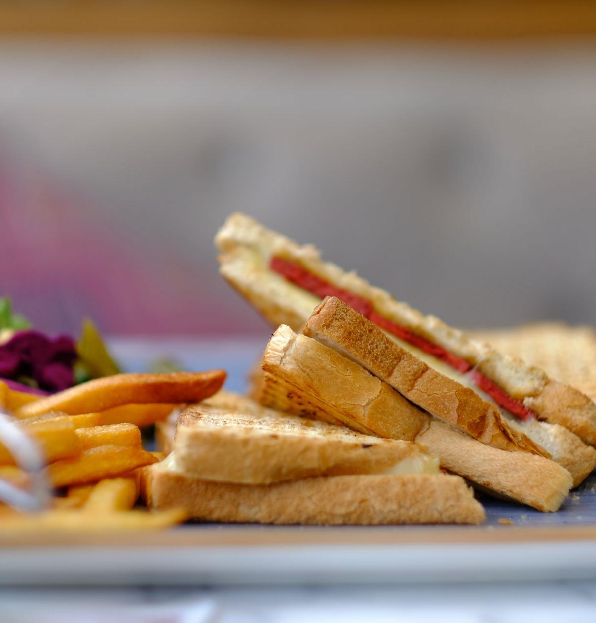 Grilled Cheese Sandwich with French Fries