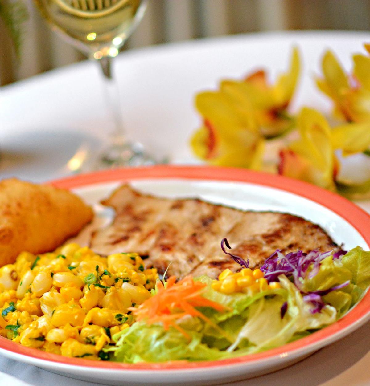 Grilled Chicken with Corn and Salad