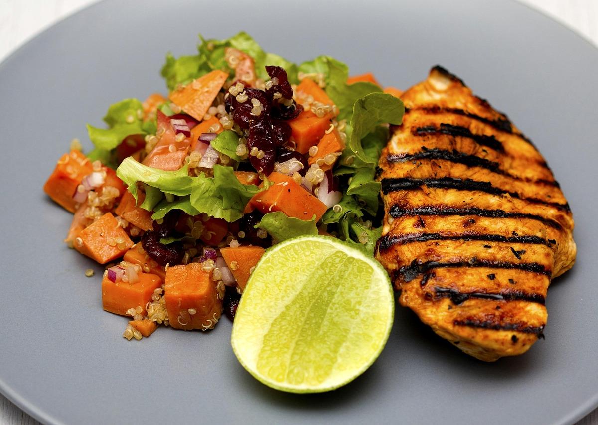 Grilled Chicken with Sweet Potato and Quinoa Salad