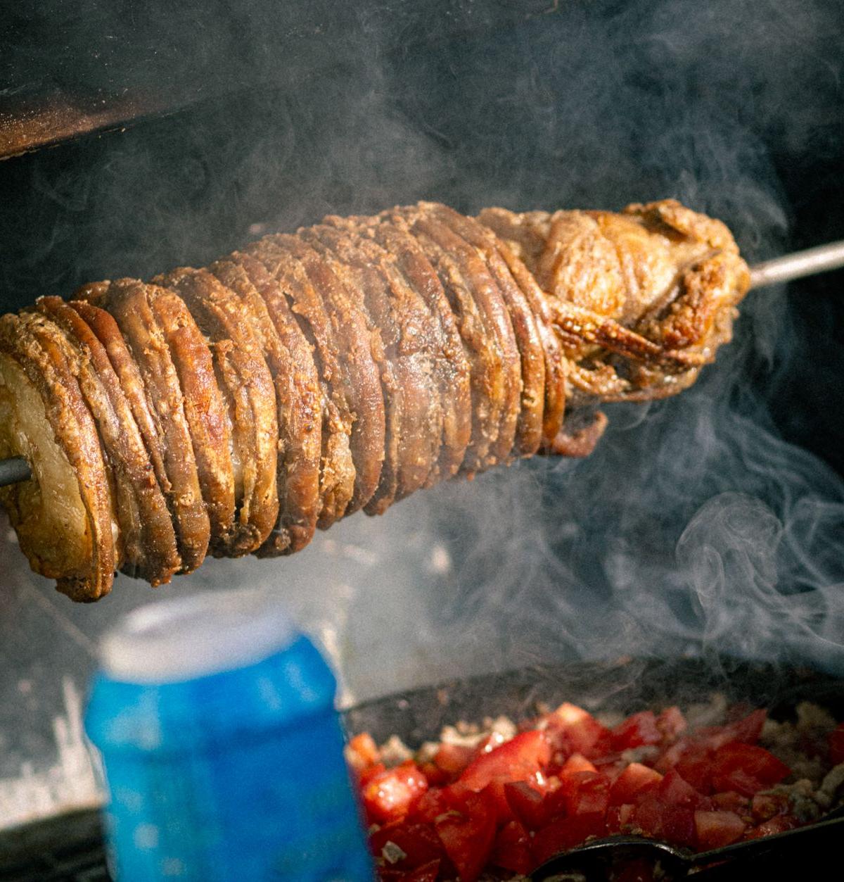 Grilled Lamb Intestines on a Spit