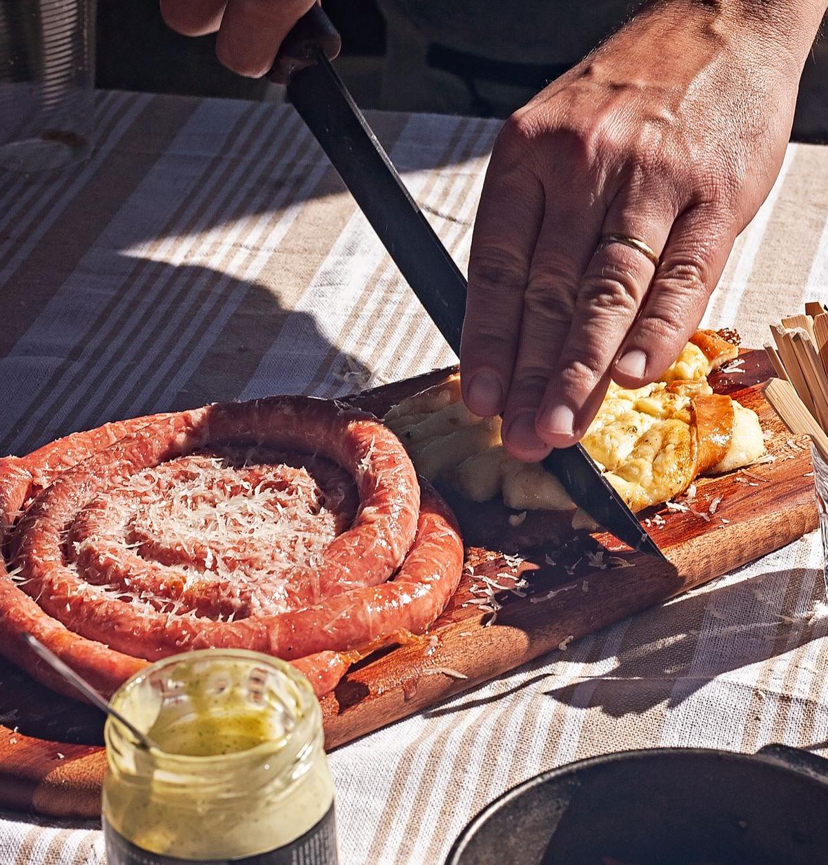 Grilled Provolone Cheese with Sausage
