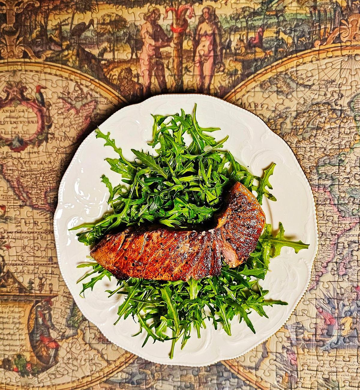 Grilled Salmon with Arugula