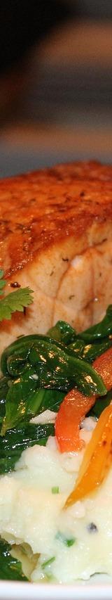 Grilled Salmon with Mashed Potatoes and Spinach