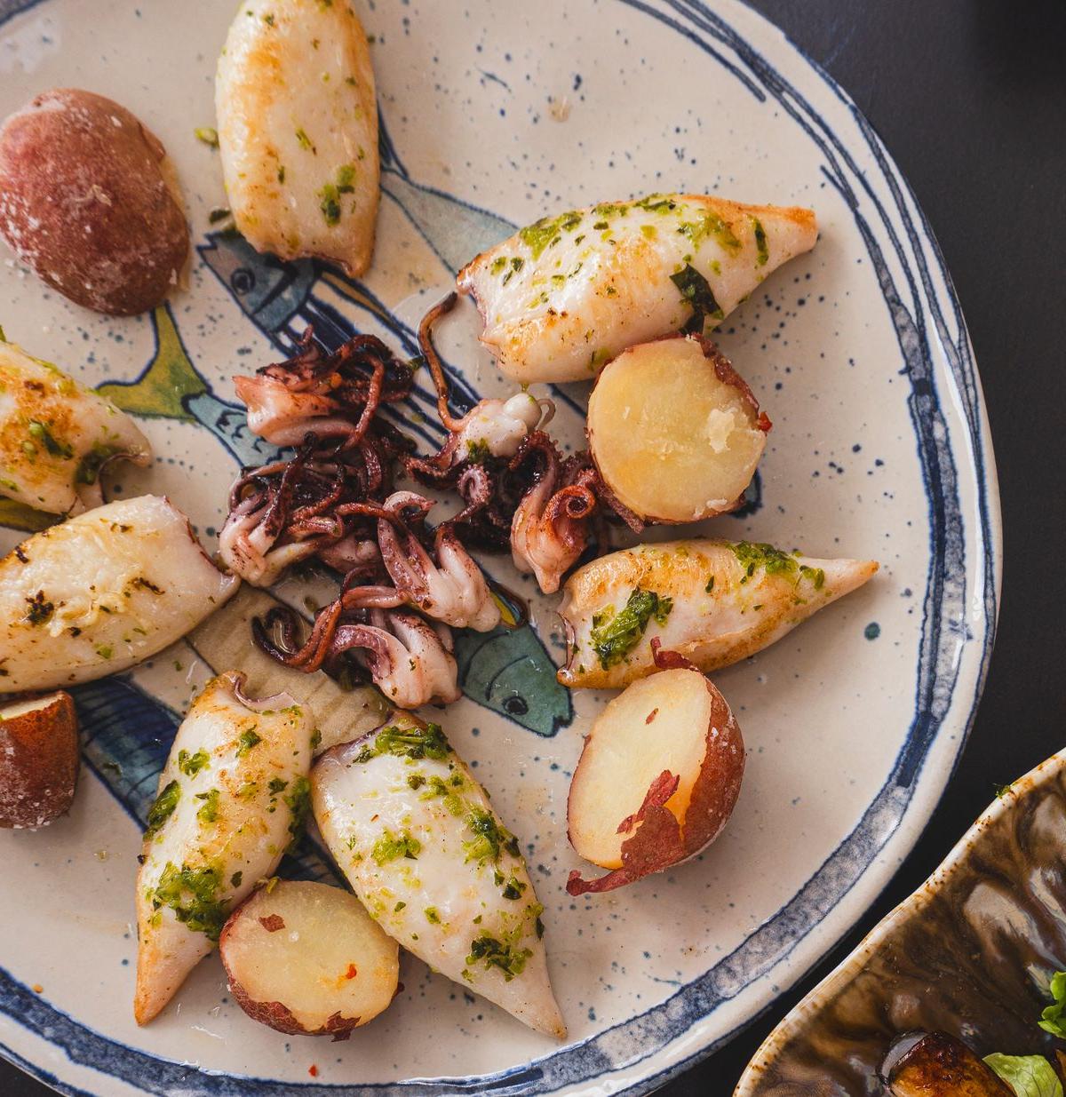 Grilled Squid with Potatoes