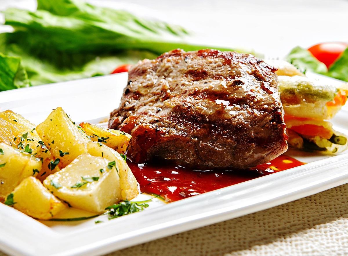 Grilled Steak with Roasted Potatoes and Side Salad
