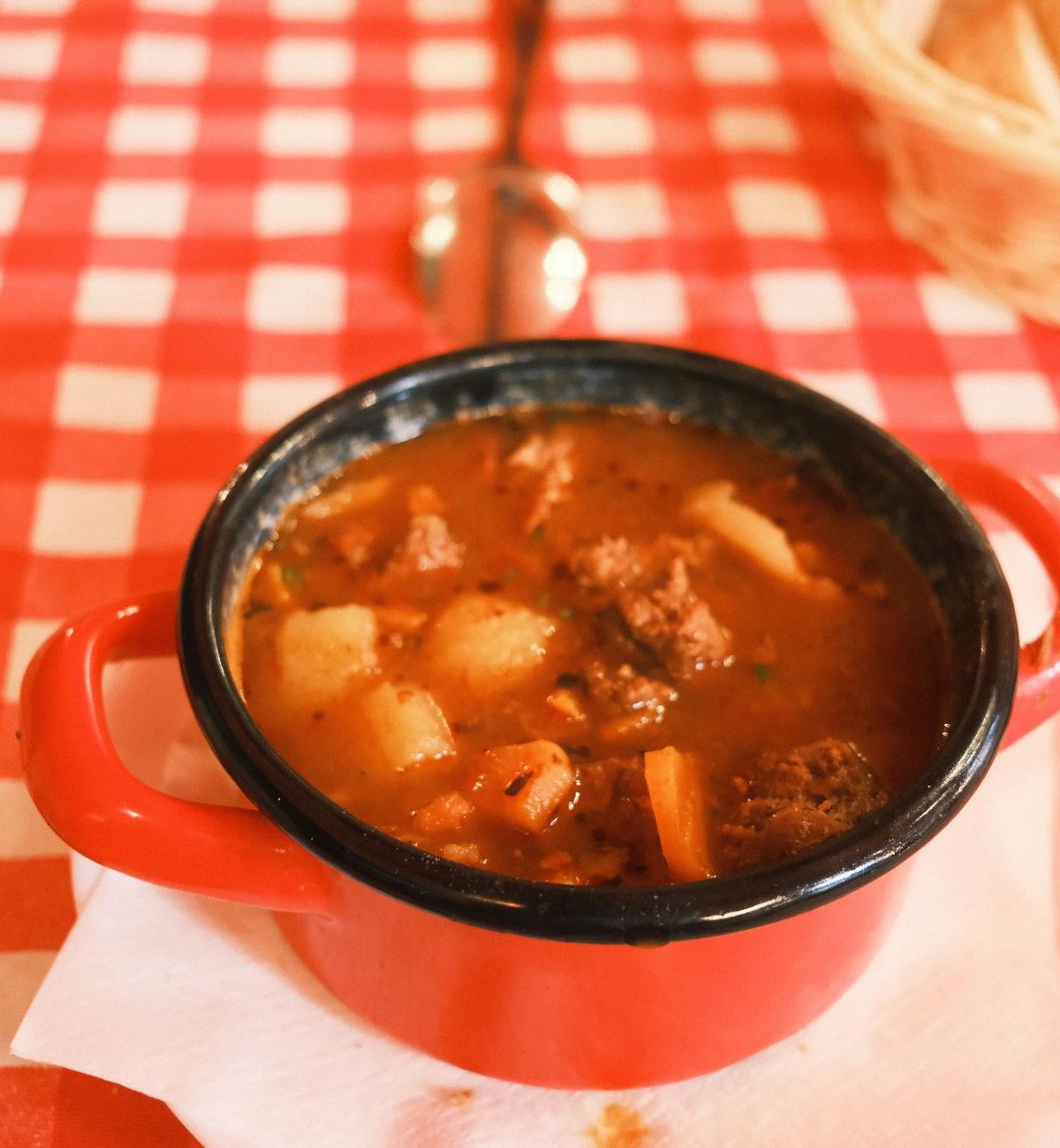 Hungarian bean soup with meat and vegetables