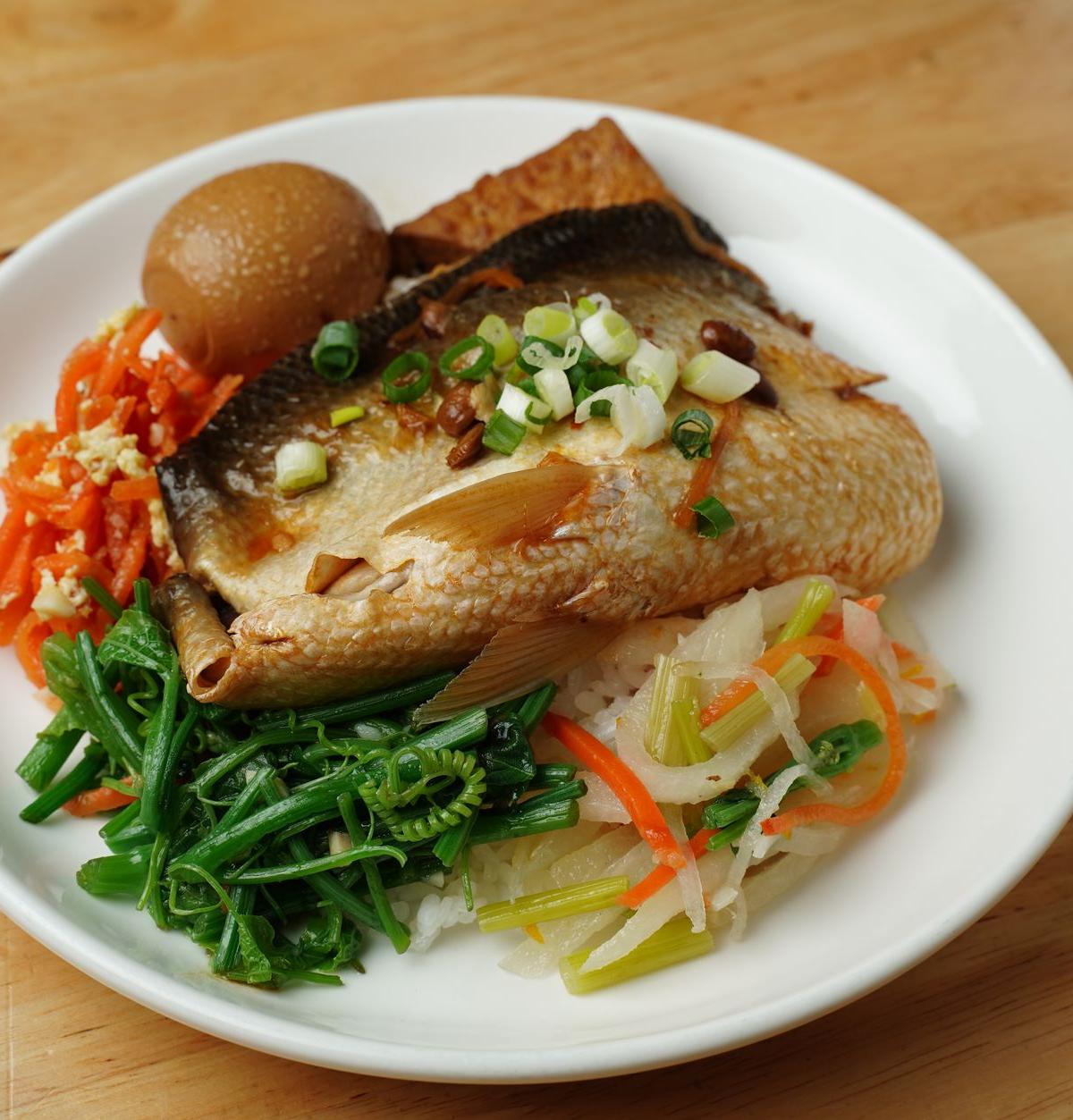 Korean Braised Fish with Side Dishes
