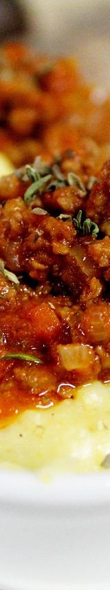 Meat Sauce over Mashed Potatoes