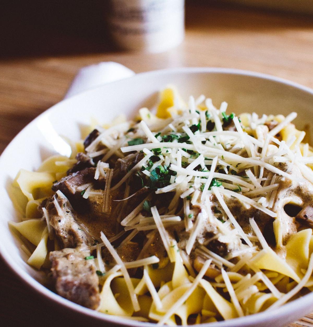 Mushroom Pasta With Grated Cheese