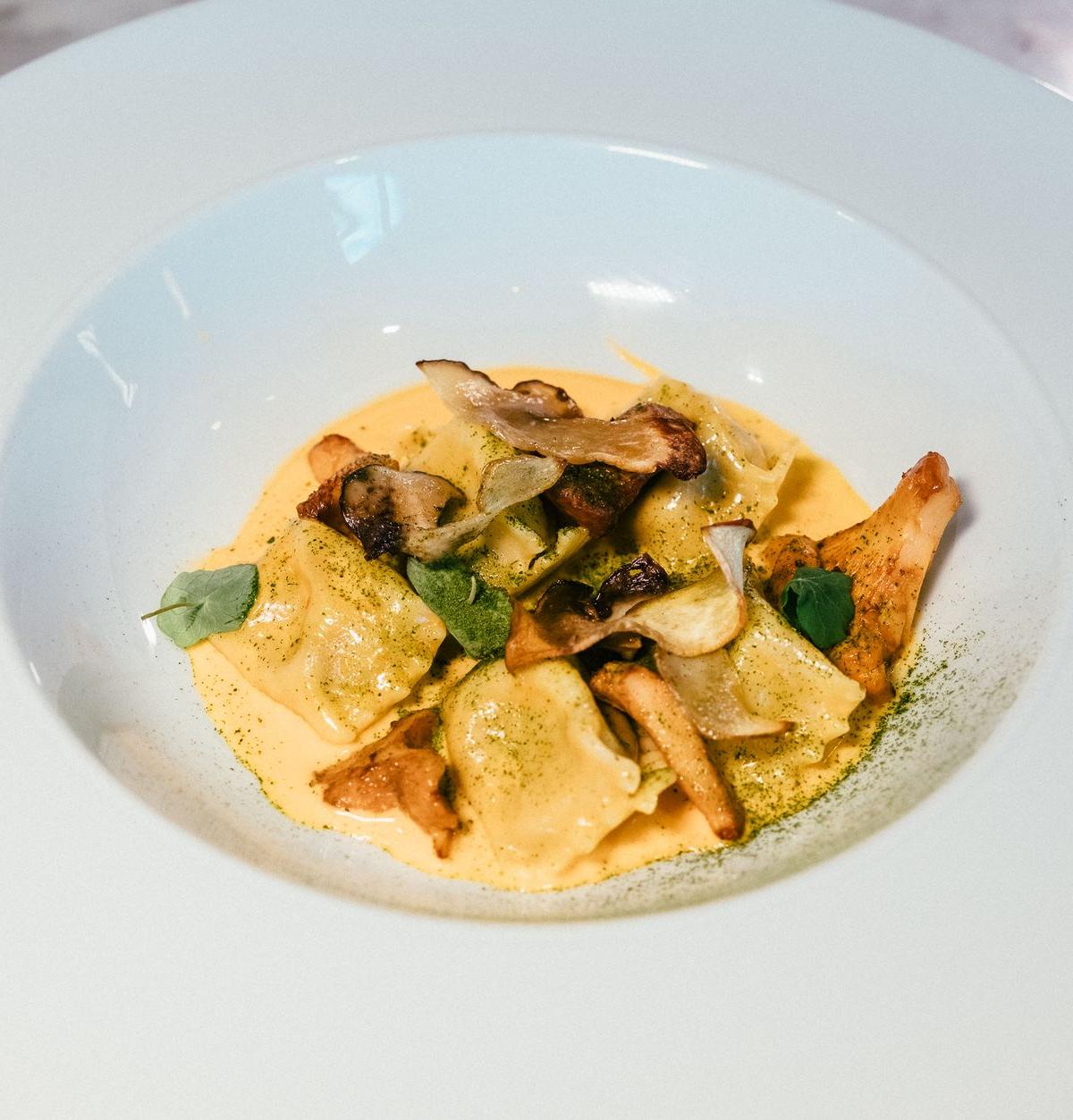 Mushroom Ravioli with Pesto
