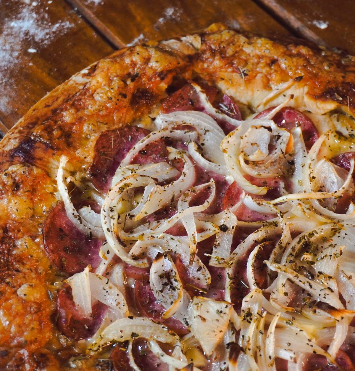 Onion and Salami Pizza