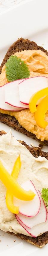 Open-Faced Sandwiches with Hummus and Cream Cheese