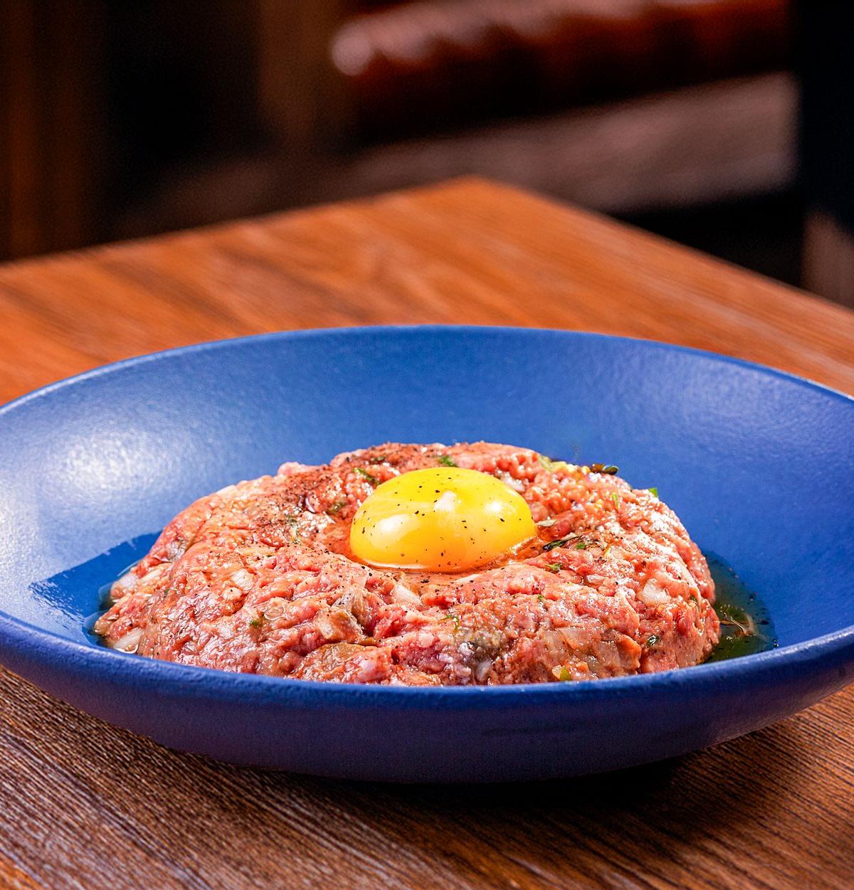 Raw Beef Tartare with Raw Egg Yolk
