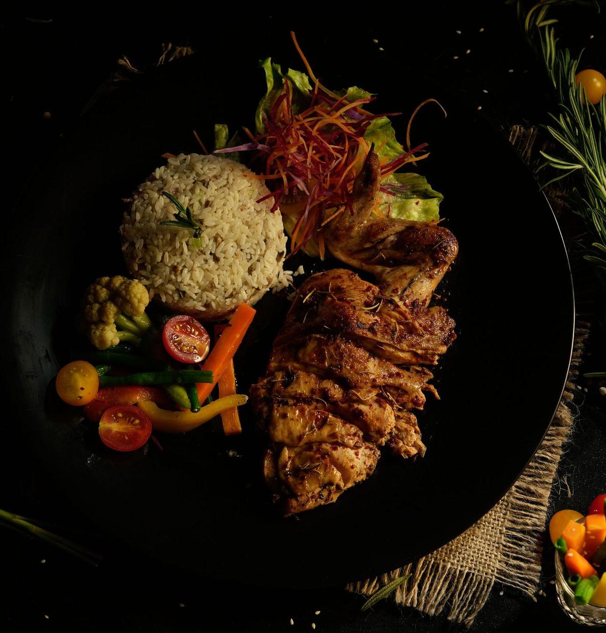 Roasted Chicken with Rice and Vegetables